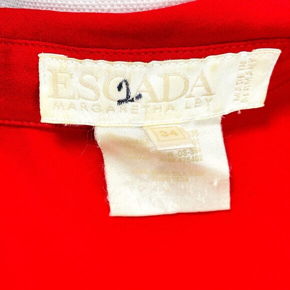 Vintage ESCADA Womens Silk Red Spanish ruffle Flare Long Sleeve Blouse 34 / S - Picture 5 of 16